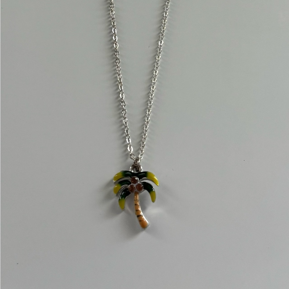 Sterling Silver Palm Tree Pendant Necklace